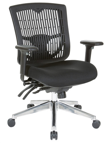 97898CBK Contoured Black Plastic Back Ergonomic Managerial Chair