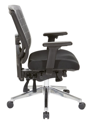 97898CBK Contoured Black Plastic Back Ergonomic Managerial Chair
