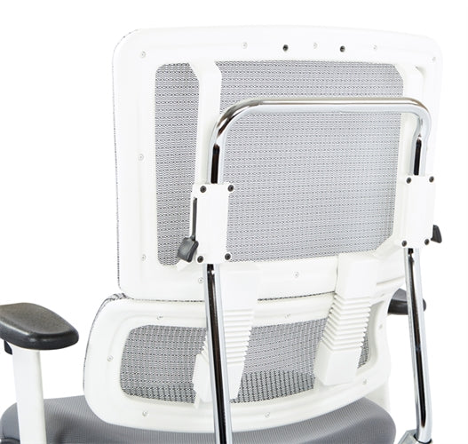 99661W Vertical White Mesh Back Chair, Aluminum Base