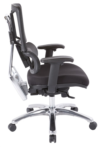 99662C Vertical Black Mesh Back Chair, Aluminum Base