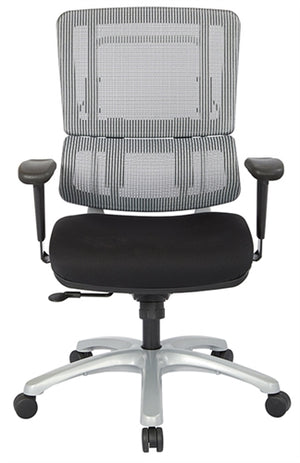 99666S Vertical Grey Mesh Back Chair, Silver Base