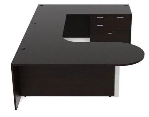 AM-366 - Amber 'U' Shaped Desk W/ Semi Lateral Pedestal, Bullet End W/ Inner Curve by Cherryman