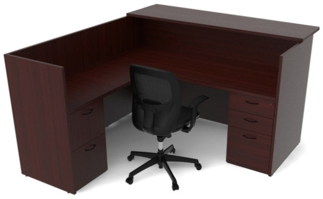 AM399N Amber 'L' Shaped Reception Desk, Wood Transaction Top