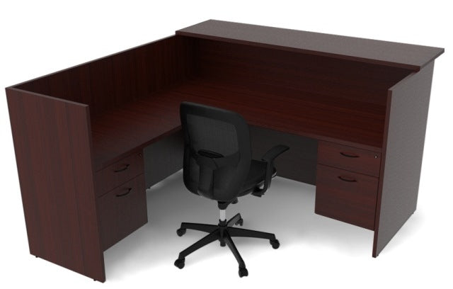 AM401N Amber 'L' Shaped Reception Desk, Wood Transaction Top