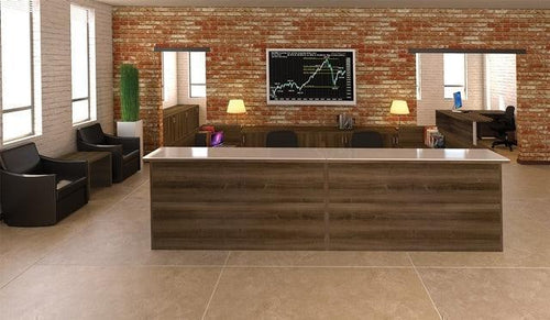 AM-404N - Amber 'U' Shaped Reception Desk, Glass Transaction Top by Cherryman
