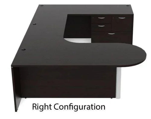 AM-366 - Amber 'U' Shaped Desk W/ Semi Lateral Pedestal, Bullet End W/ Inner Curve by Cherryman