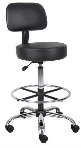 B16245 - Medical High Stool Chrome Finish w/Back and Footrest by Boss