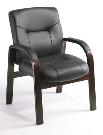 B8909  Wood Executive Leather Guest Chair