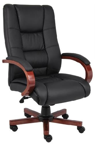 B8991 Executive Office Chair High Back, Wood Arms