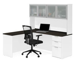 BS110887 Pro-Concept Plus L-Shaped Desk w/Glass Door Hutch