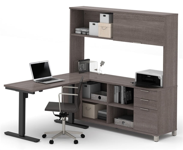 BS120858 Pro-linea Height Adjustable 'L' Desk w/Hutch
