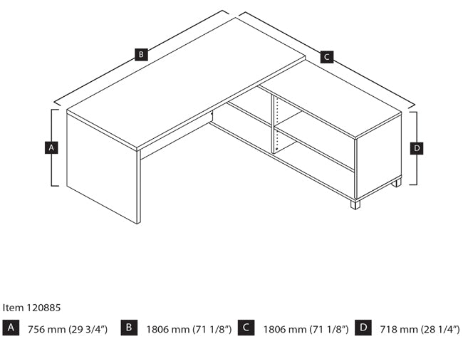 120885 Pro-linea L-Shaped Desk by Bestar