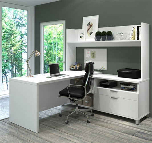 120886 Pro-linea L-Shaped Desk w/Hutch by Bestar