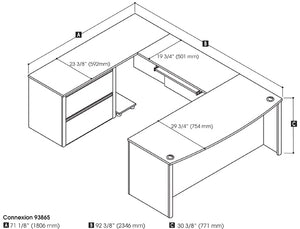 93865 - Connexion  U-shaped Desk w/Lateral File