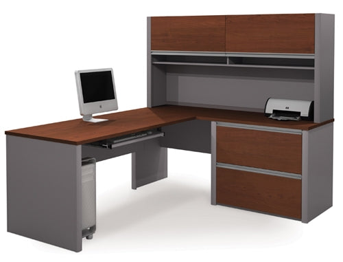 93867 Connexion  L-shaped Desk w/Lateral File & Hutch by Bestar