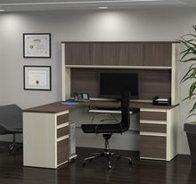 Load image into Gallery viewer, 99852 Prestige L-Shaped Desk W/ Two Pedestals And Hutch
