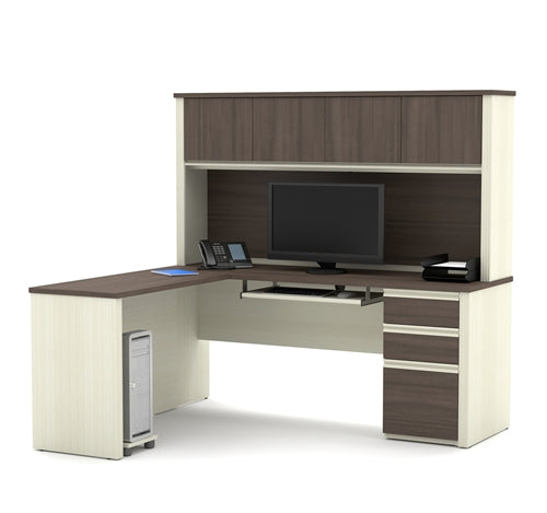 BS99872 - 99872 Prestige L-Shaped Desk w/One Pedestal & Hutch by Bestar