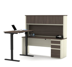 BS99886 Prestige Height Adjustable L-Shaped Desk w/Hutch