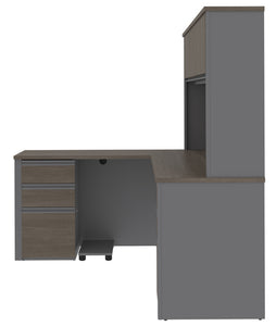99852 - Prestige L-Shaped Desk W/ Two Pedestals And Hutch by Bestar