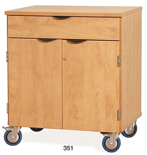 CA351 Deluxe Wood Heavy-Duty Mobile Storage Cabinet,W/Drawer