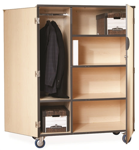 CA375 Deluxe Wood Heavy-Duty Mobile Storage/Wardrobe Cabinet
