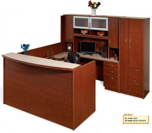 CA608U - Deluxe 'U' Shape Reception Desk Station w/Hutch & Storage by Candex