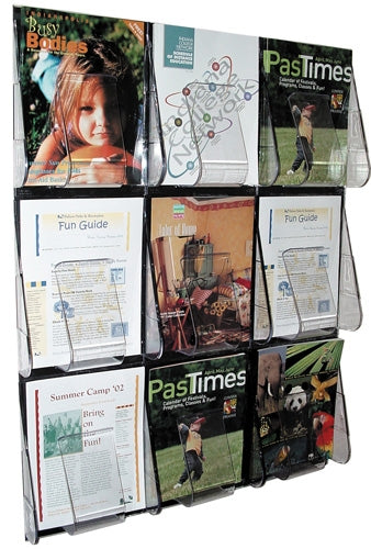56801  Stand-Tall Pre-assembled 9 Magazine Size Pockets Wall Display System