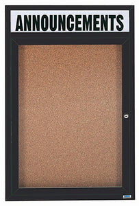 DCC2418RH  Enclosed Bulletin Board with Header, Single Door