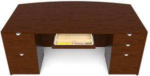 JA-177 - Jade 'U' Desk 'P' Shape, Post Leg & Hutch & Lateral-Bookcase by Cherryman