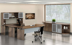 MNT30-WU Medina 'U' Shaped Curved Desk w/Hutch Office Set