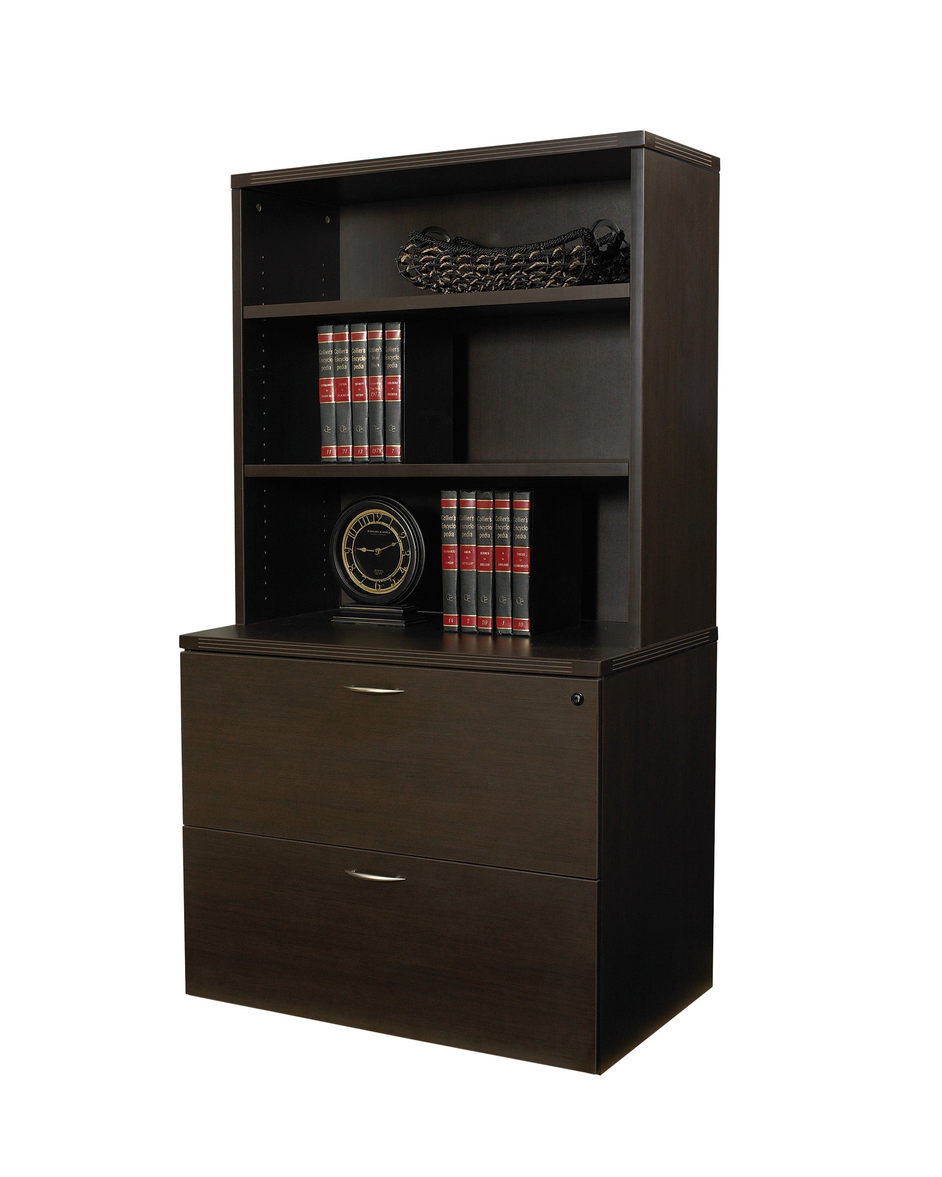 NAP-1253 - Napa Two Drawer Lateral File with Open Hutch/Bookcase by OSP