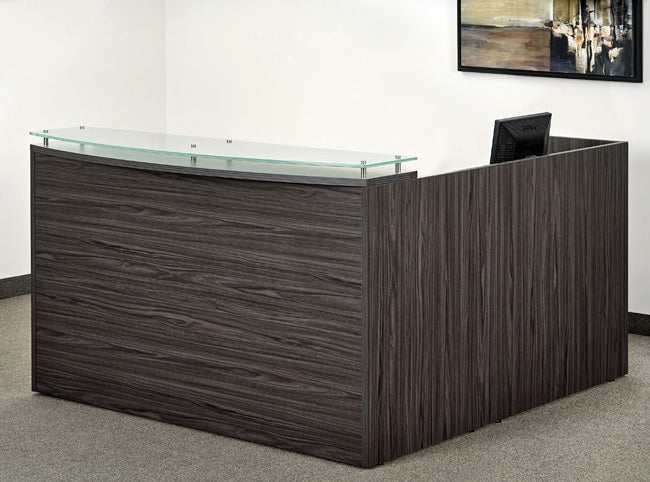 NAPTYP19G Napa 'L' Shape Reception Desk w/Glass Reception Counter