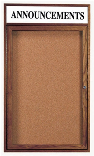 OBC2418RH - Wood Enclosed Bulletin Boards with Header, One Door by Aarco