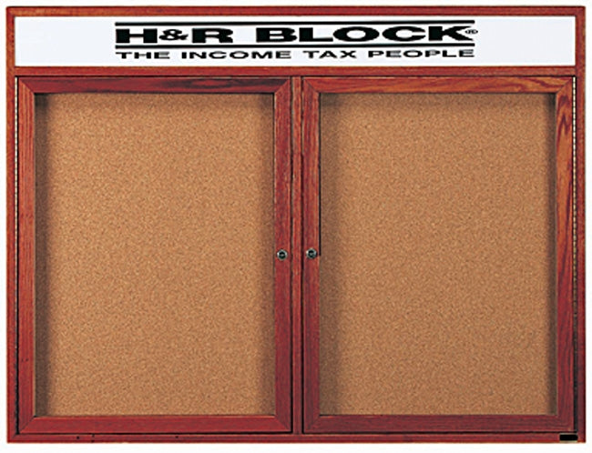 Wood Enclosed Bulletin Boards with Header, Two Doors by Aarco