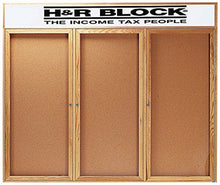 Load image into Gallery viewer, OBC3672-3RH  Wood Enclosed Bulletin Boards with Header, 3 Doors
