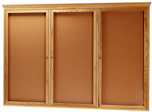 OBC3672RC - Enclosed Crown Molding Bulletin Boards, Triple Door by Aarco