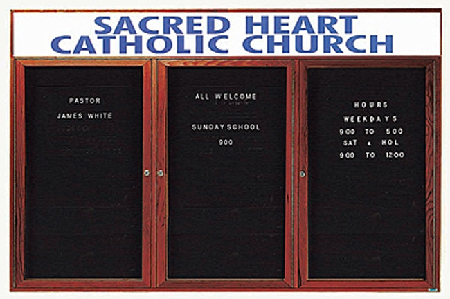 ODC3672-3H Enclosed Changeable Letter Boards with Headers, 3 Door