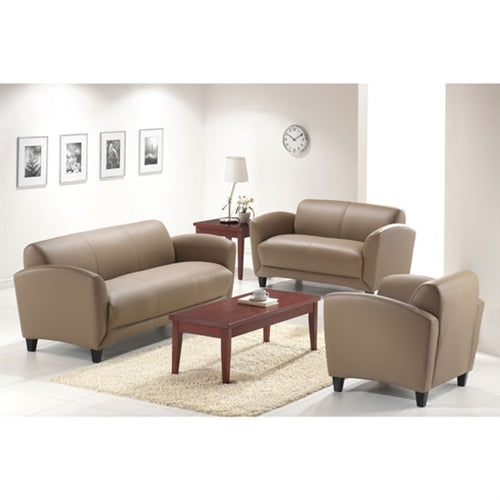 Manhattan Leather Sofa with Wood Legs by Office Source