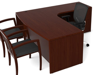 RU-213 Ruby Executive L Shape Office Desk, Bow Front W/ Extended Corner