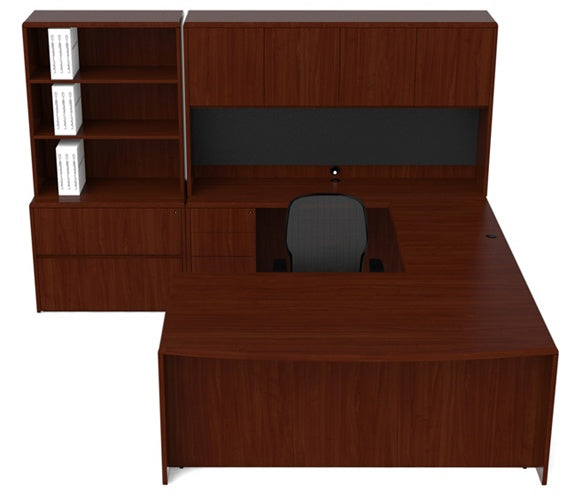 RU-244N  Ruby Executive U Shape Desk W/Hutch & Lateral W/ Bookcase