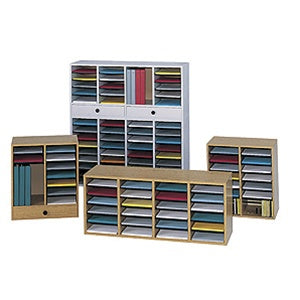 9422 Wood Adjustable Literature Organizer, 16 Compartment