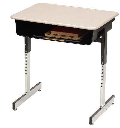 SC7800SP - (2 pack) Scholar Craft Adjustable Height Pedestal Desk w/Book Box, Solid Plastic Top