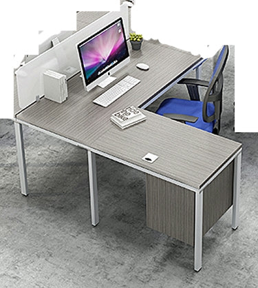 White L Shaped Desk with Drawers 66 x 66 x 29.5 - Simple System by Boss  Office Products