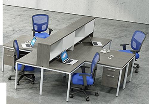 SGSD019 Simple System Four 'L' Desks, Facing