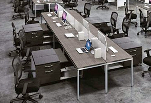 SGSD026 Simple System Eight 'L' Desks w/Side Cabinets, Facing