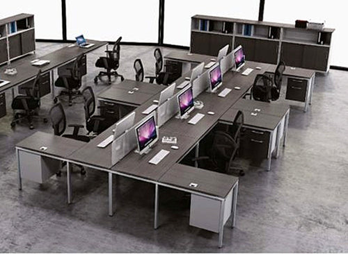 SGSD027 Simple System Eight 'L' Desks, Facing