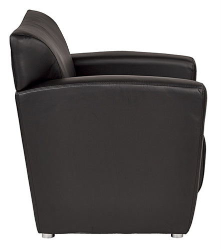 SL2911S Black Faux Leather Club Chair with Silver Finish Legs