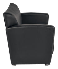 Load image into Gallery viewer, SL2912S  Black Faux Leather Love Seat with Silver Finish Legs
