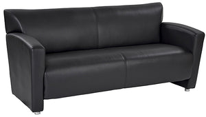 SL2913S Black Faux Leather Sofa with Silver Finish Legs