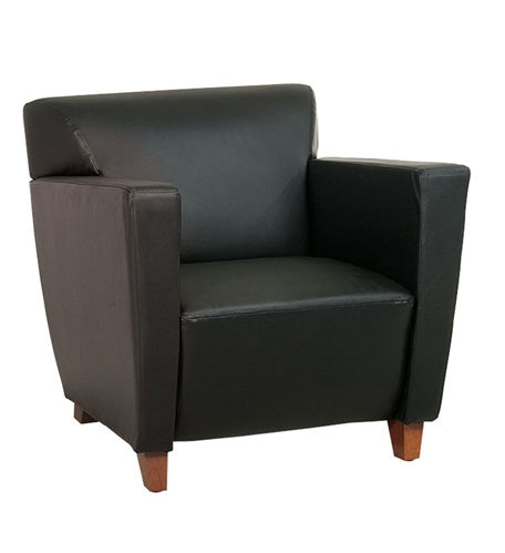 SL8471  Leather Club Chair with Cherry Finish Legs